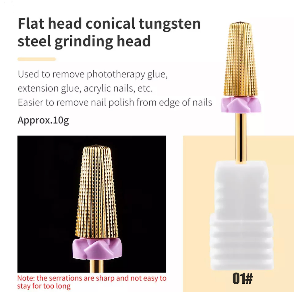 1Pcs High Quality Golden Tungsten Carbide Nail Drill Bits