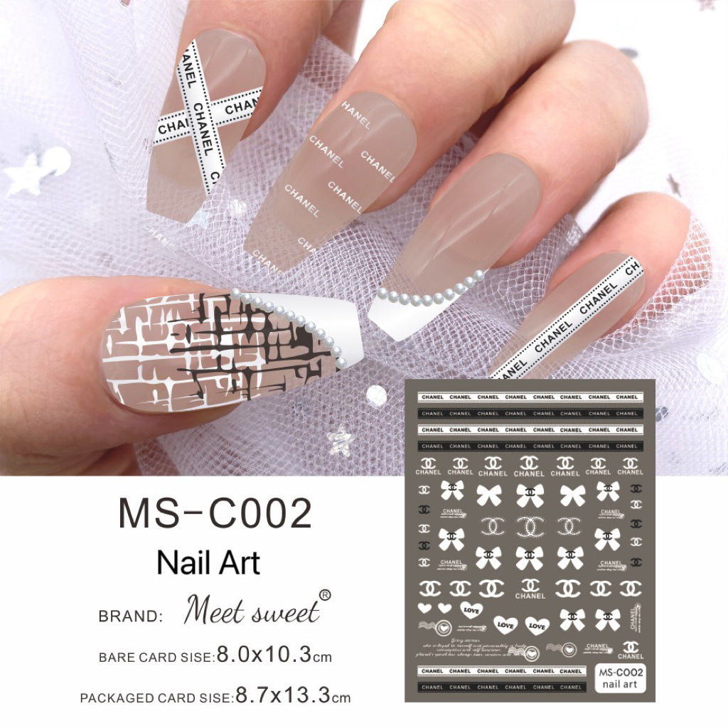 Black White Nail Designer Sticker Nail Art Decoration