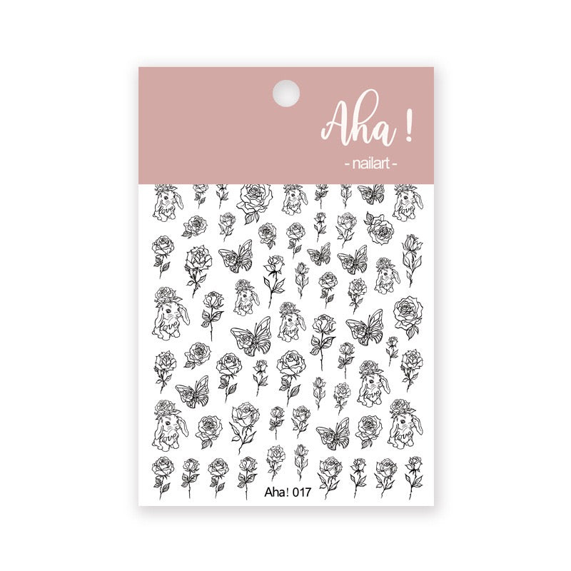 Rose and Rabbit Nail Art Stickers