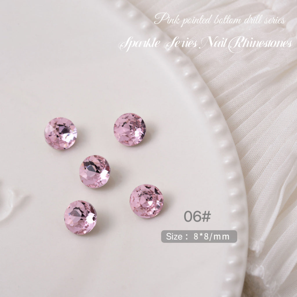 2pcs Sparkle Pink Series Nail Rhinestones