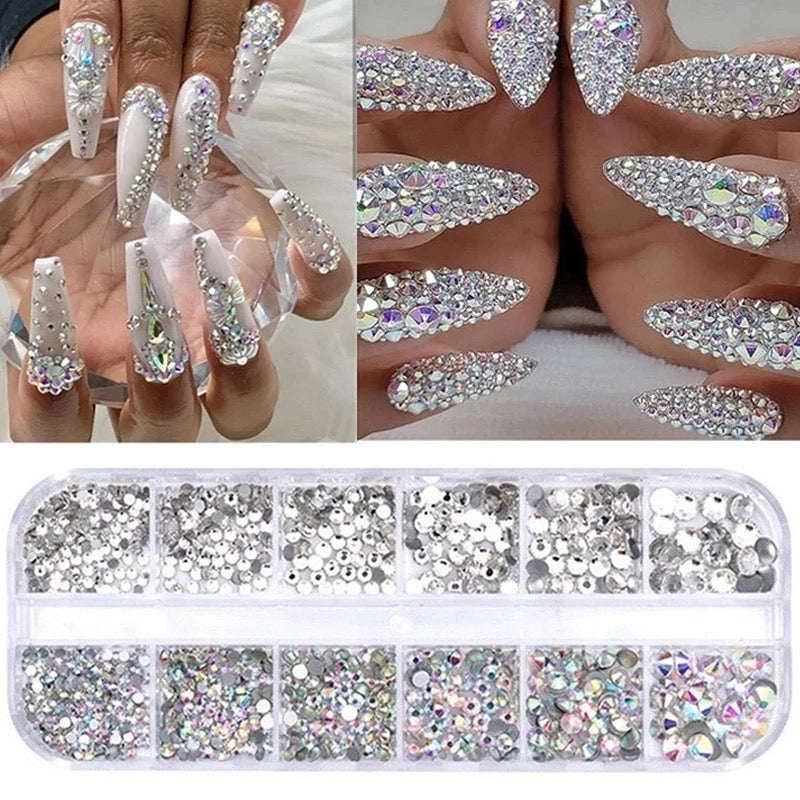 12 Grids Rhinestones Nail Art Decorations