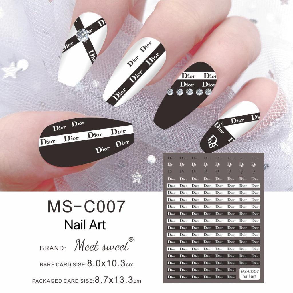 Black White Nail Designer Sticker Nail Art Decoration