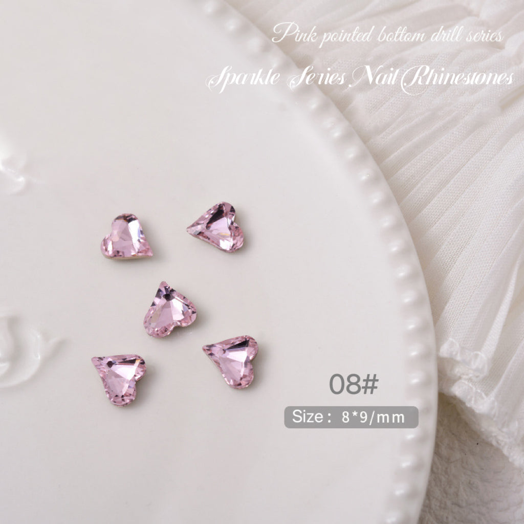 2pcs Sparkle Pink Series Nail Rhinestones