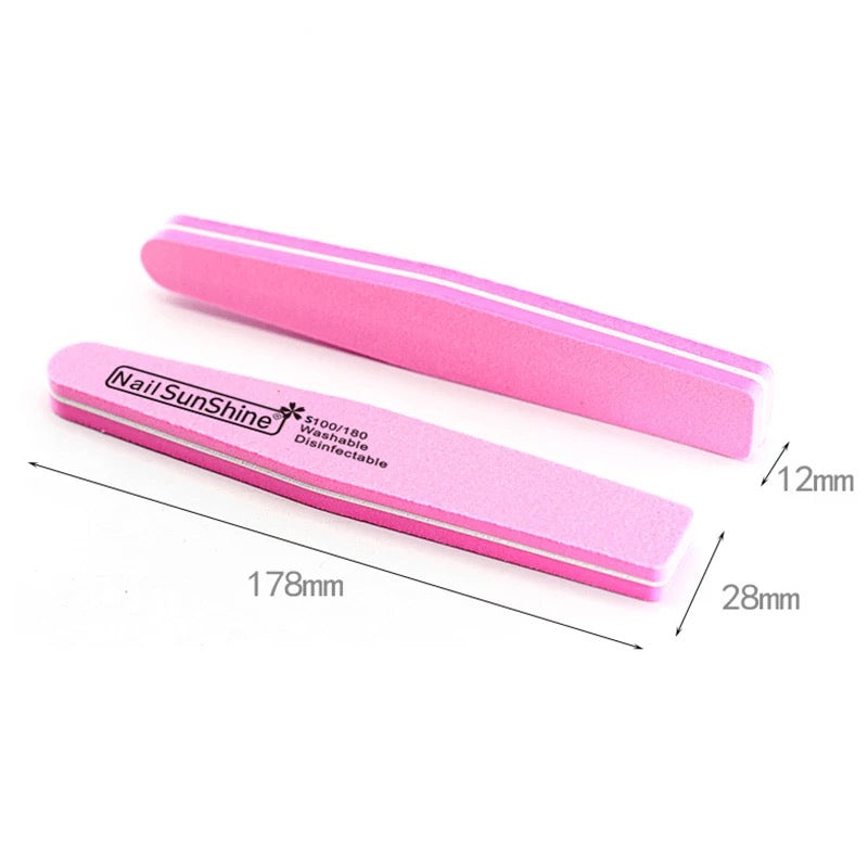 【Buy 2 Get 1 Free】1 Pcs Rhombus Halfmoon Double Side Nail files buffer 100/180(random color)