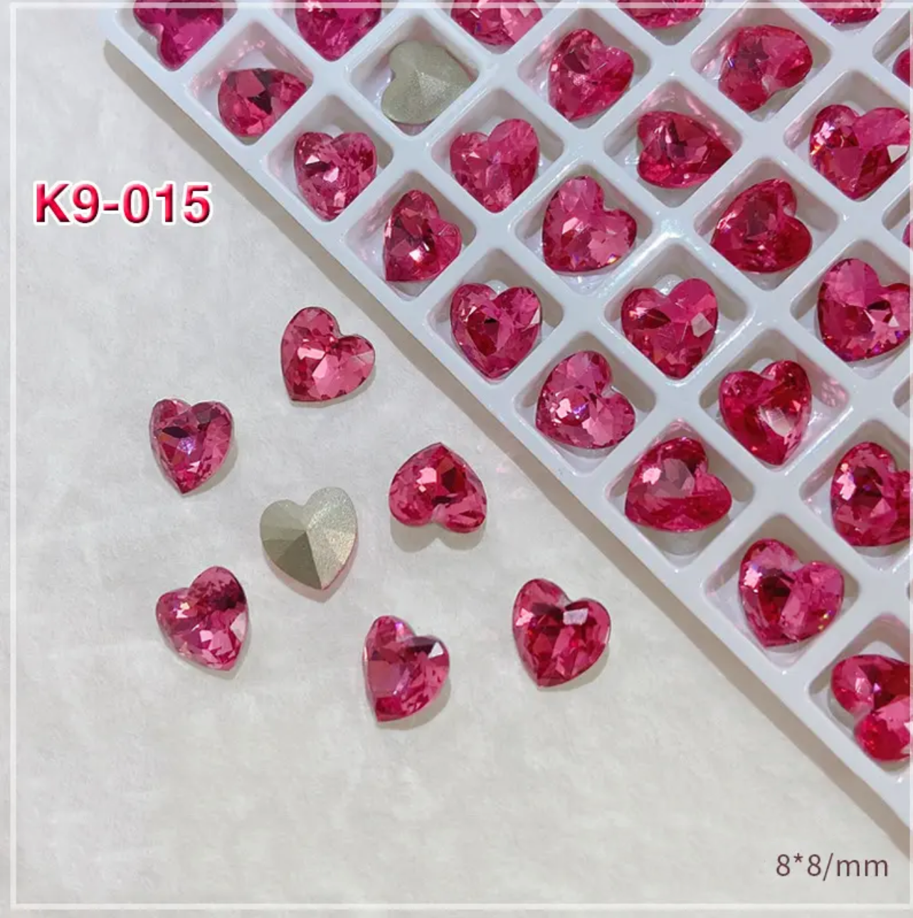 2pcs Rose Red K9 Crystal Drill Nail Art Decoration