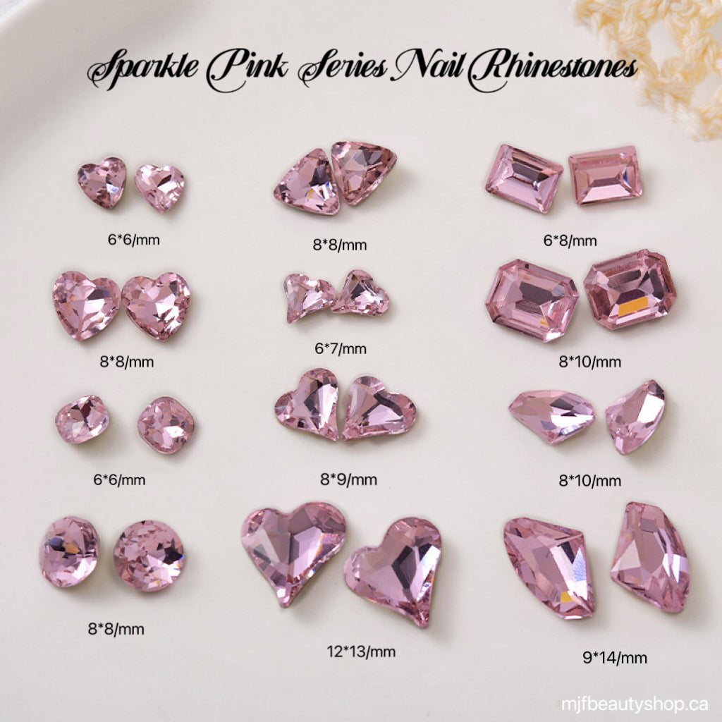 2pcs Sparkle Pink Series Nail Rhinestones