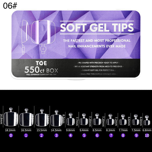 550Pcs/Box Soft Gel Tips Toe 06#