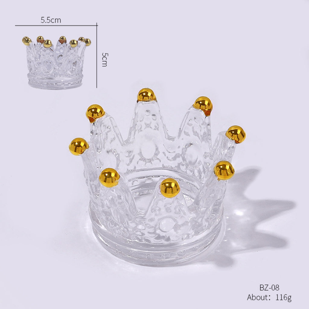 1PC Glass Clear Nail Dish Crown Nail Art Tool Holder