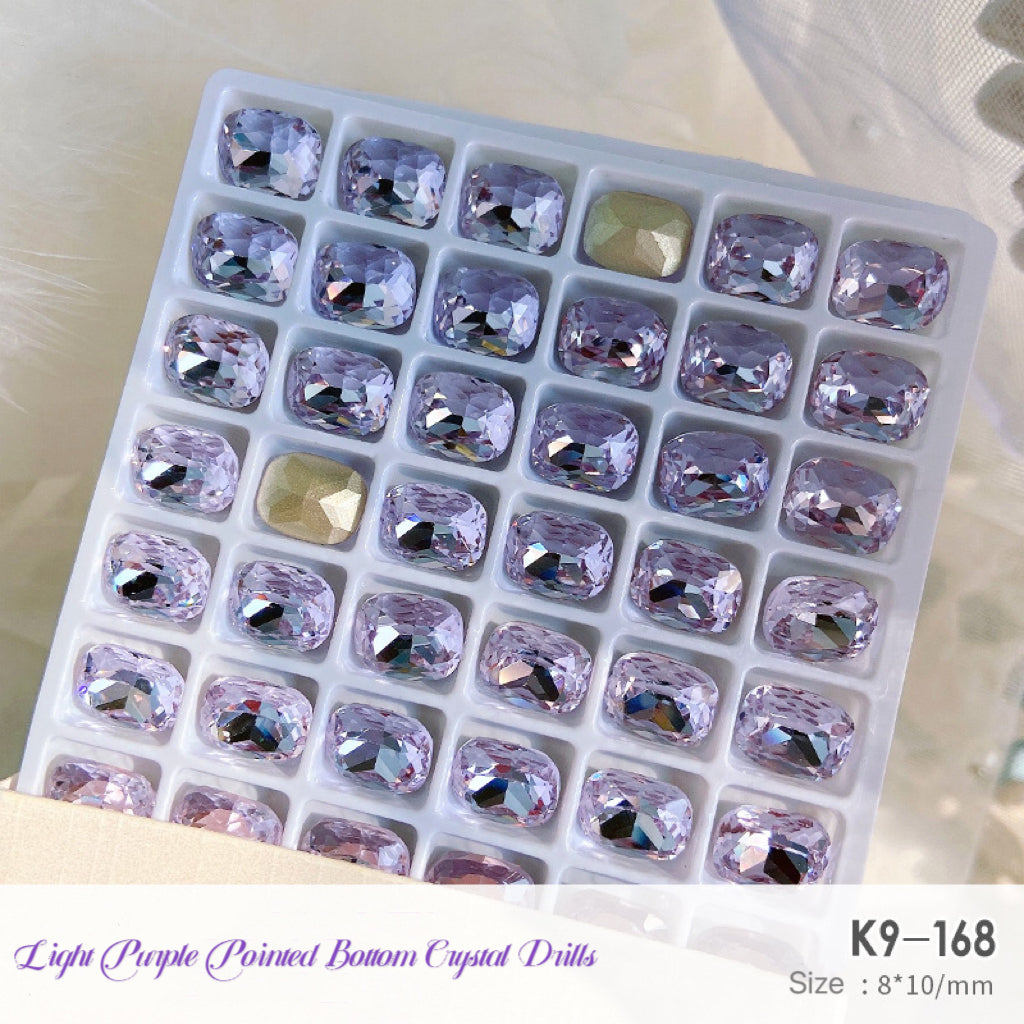 2pcs Light Purple Pointed Bottom Crystal K9 Drills