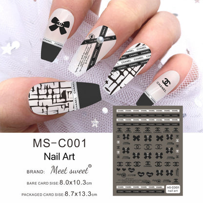 Black White Nail Designer Sticker Nail Art Decoration