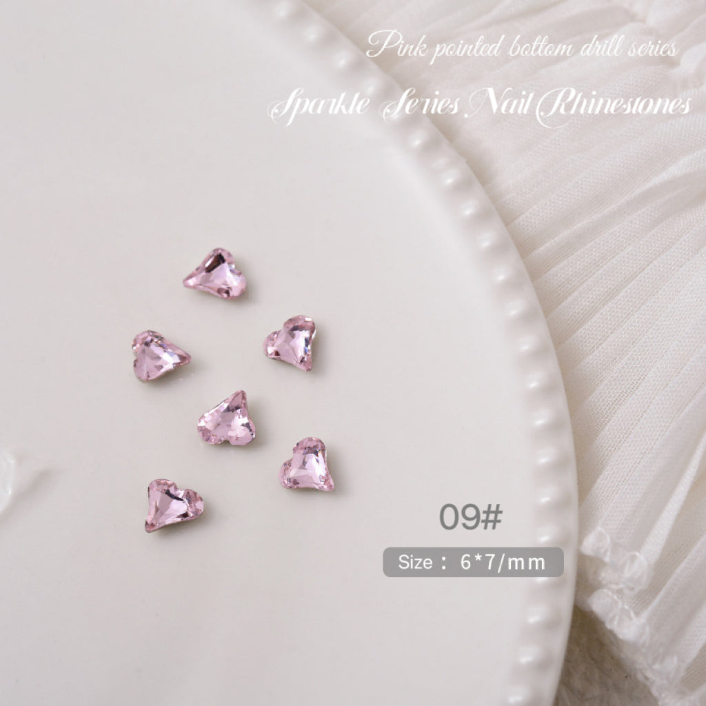 2pcs Sparkle Pink Series Nail Rhinestones