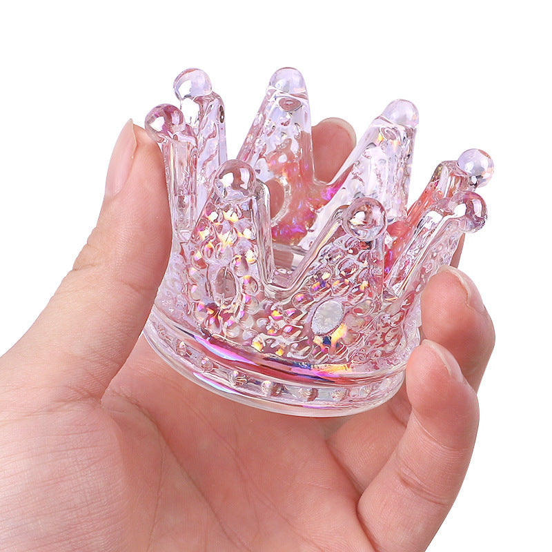 1PC Glass Clear Nail Dish Crown Nail Art Tool Holder