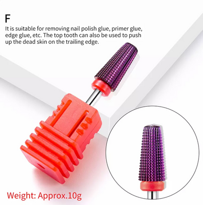 New Purple Plated 5 in 1 Carbide Nail Drill Bits 1Pcs