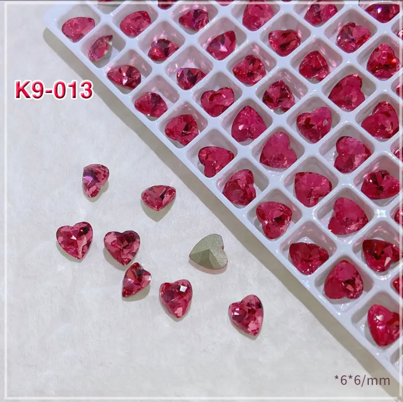 2pcs Rose Red K9 Crystal Drill Nail Art Decoration