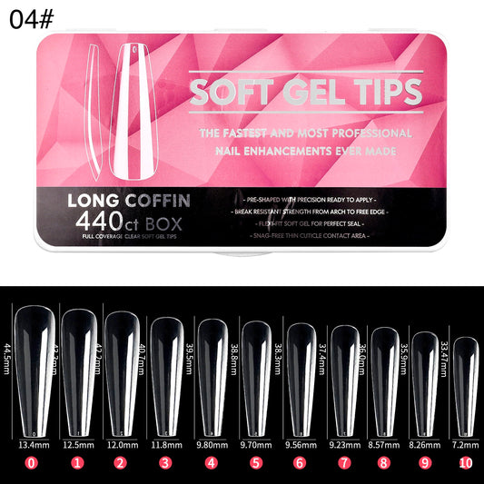 440Pcs/Box Soft Gel Tips Long Coffin 04#