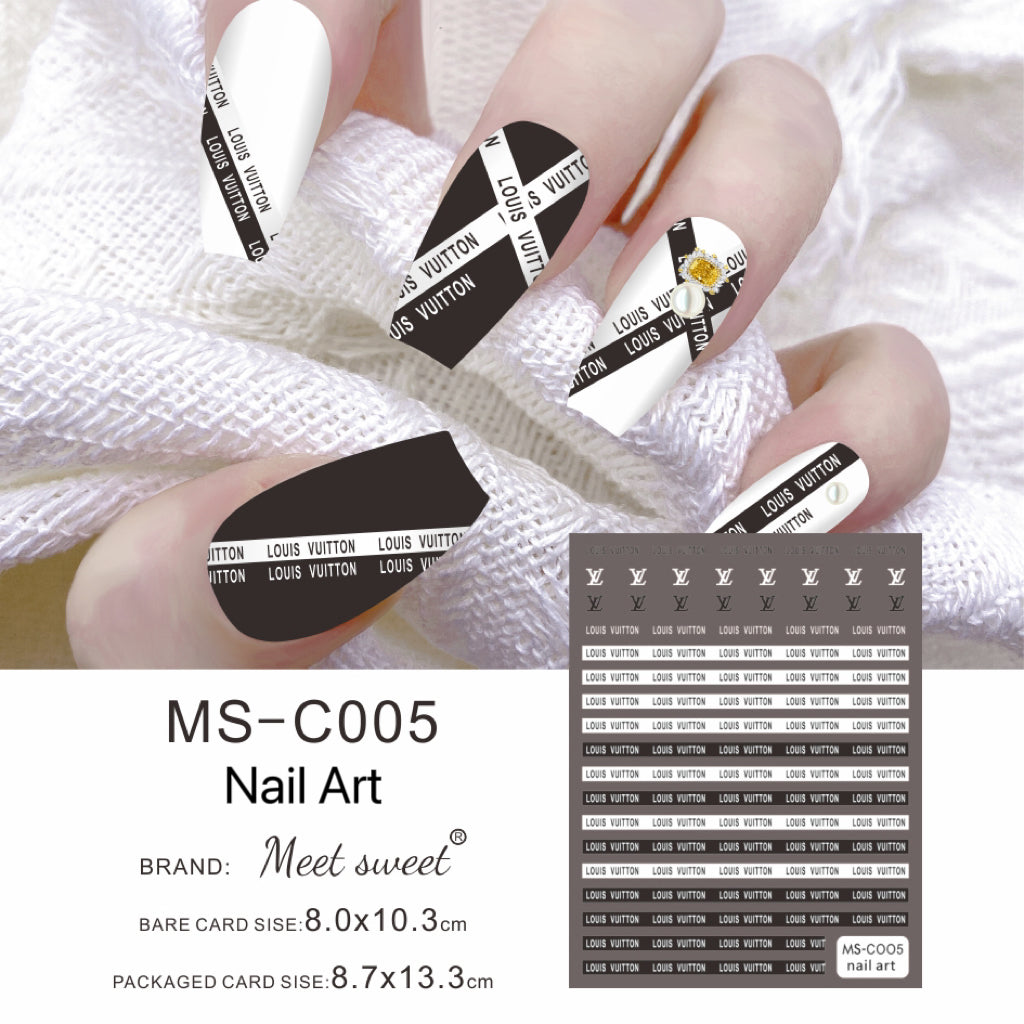 Black White Nail Designer Sticker Nail Art Decoration