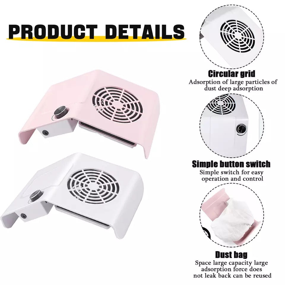 80W Nail Dust Suction Dust Collector Fan Vacuum Pink Color