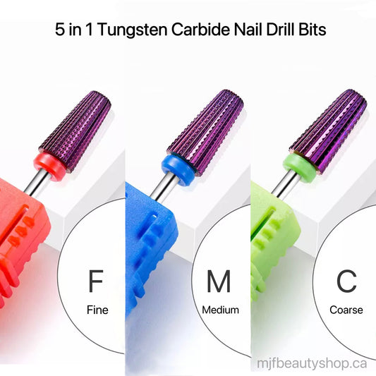 New Purple Plated 5 in 1 Carbide Nail Drill Bits 1Pcs