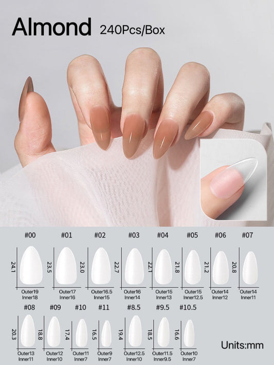 240Pcs Matte Short False Nail Tips Extension Full Cover Almond  Nail Tips