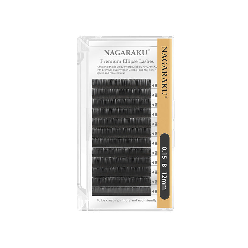 NAGARAKU 0.15mm C/D Curl Mix 8-15mm Flat Ellipse Eyelash Split Tips Matte Black Color