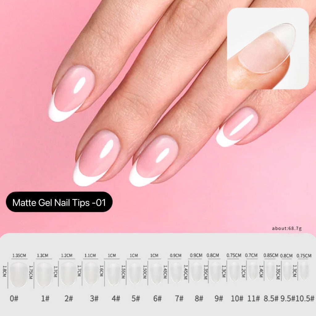 240pcs/box 14 Sizes  Matte Gel Oval Nails Tips 01#