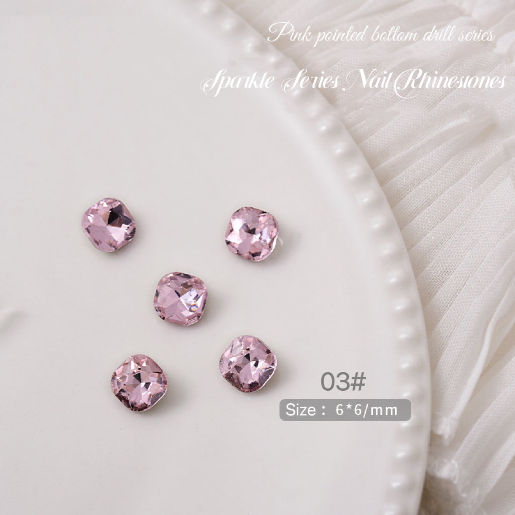 2pcs Sparkle Pink Series Nail Rhinestones