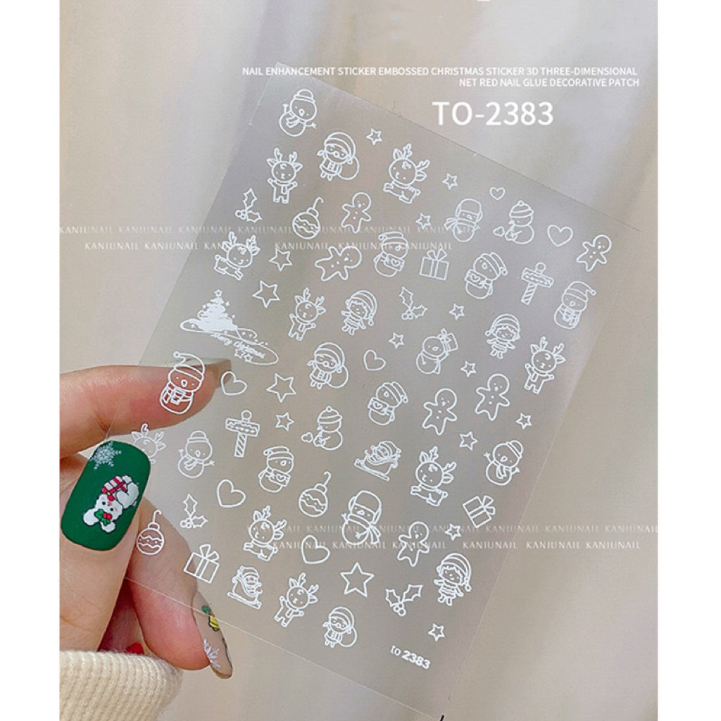 Winter Christmas 3D Nail Stickers Nail Decoration