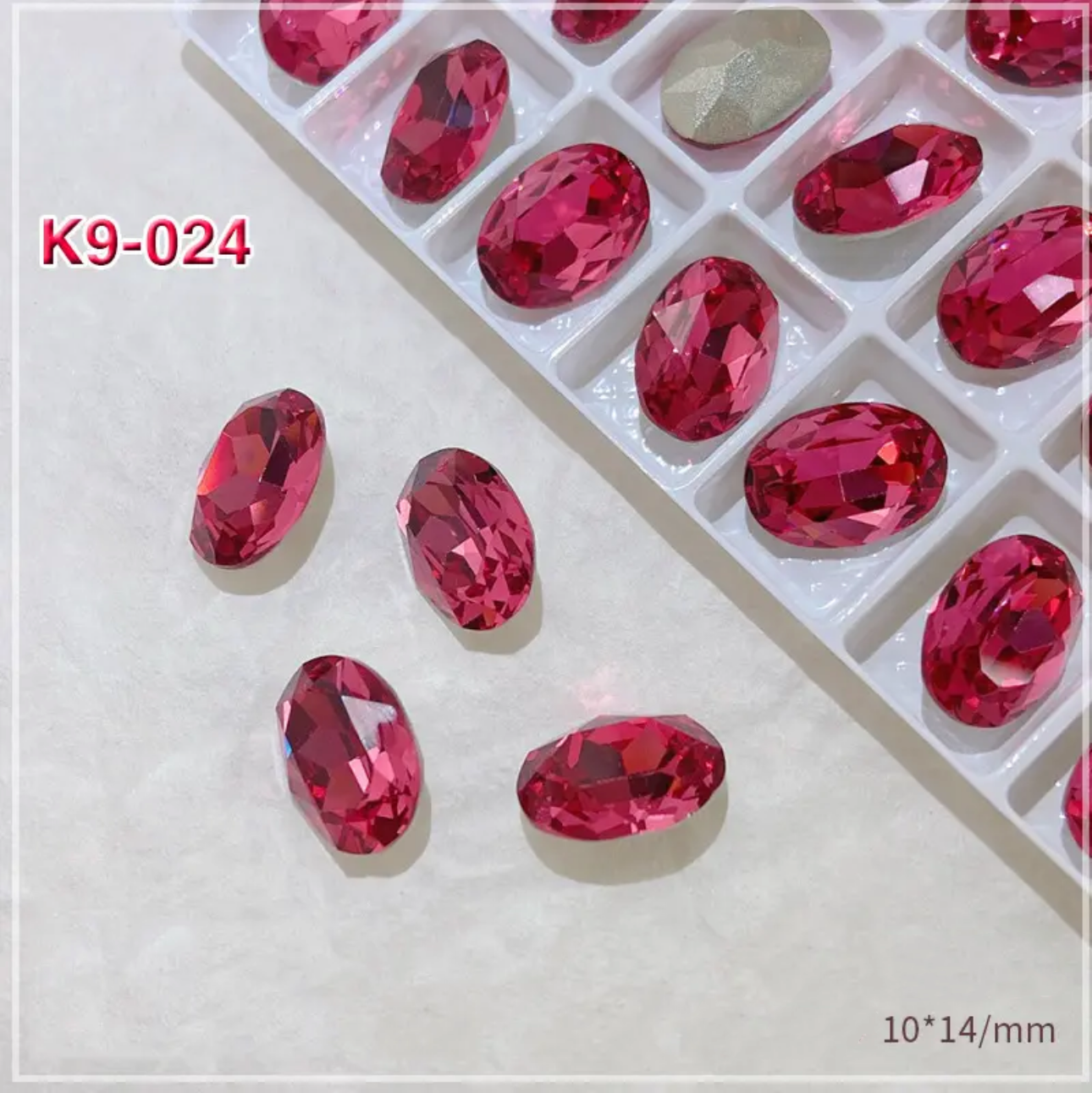 2pcs Rose Red K9 Crystal Drill Nail Art Decoration