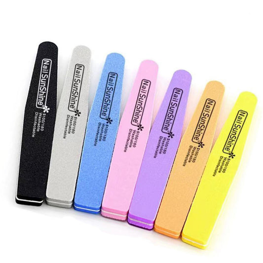 【Buy 2 Get 1 Free】1 Pcs Rhombus Halfmoon Double Side Nail files buffer 100/180(random color)