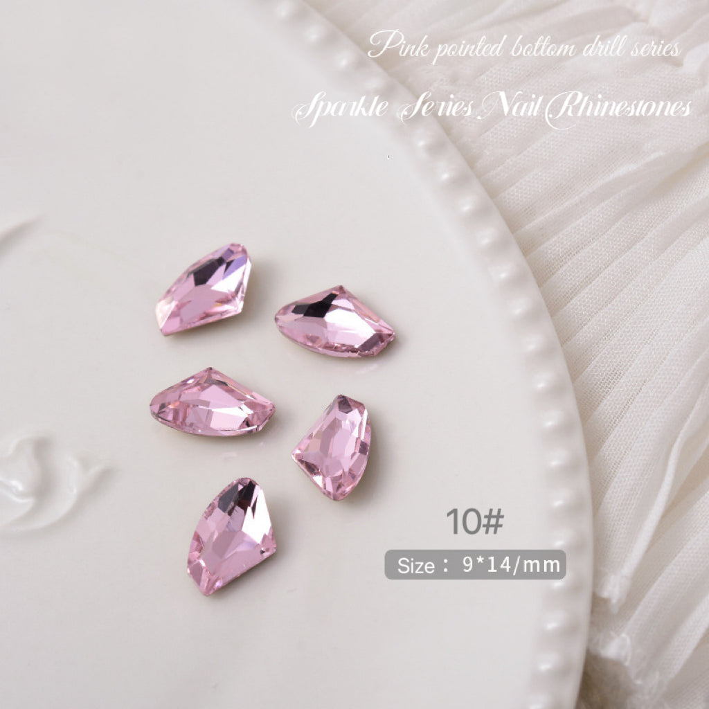 2pcs Sparkle Pink Series Nail Rhinestones