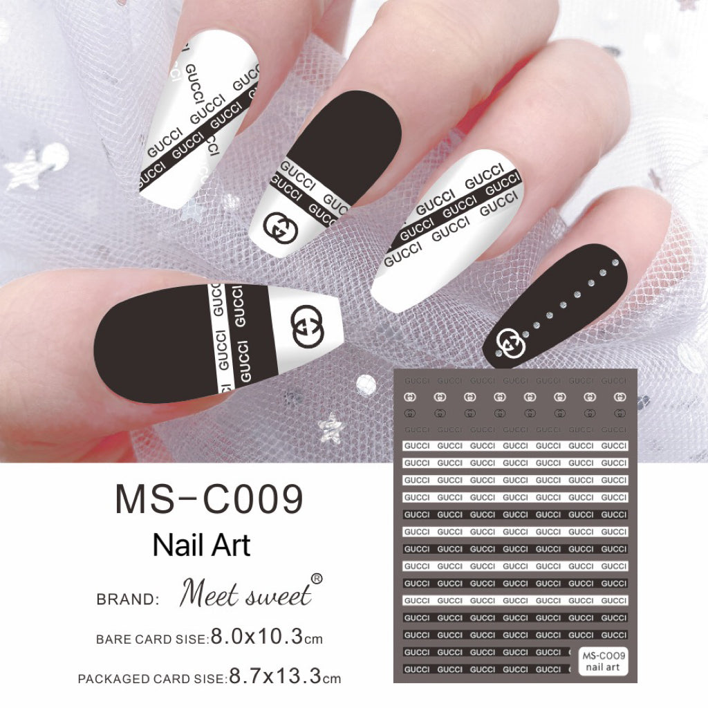 Black White Nail Designer Sticker Nail Art Decoration