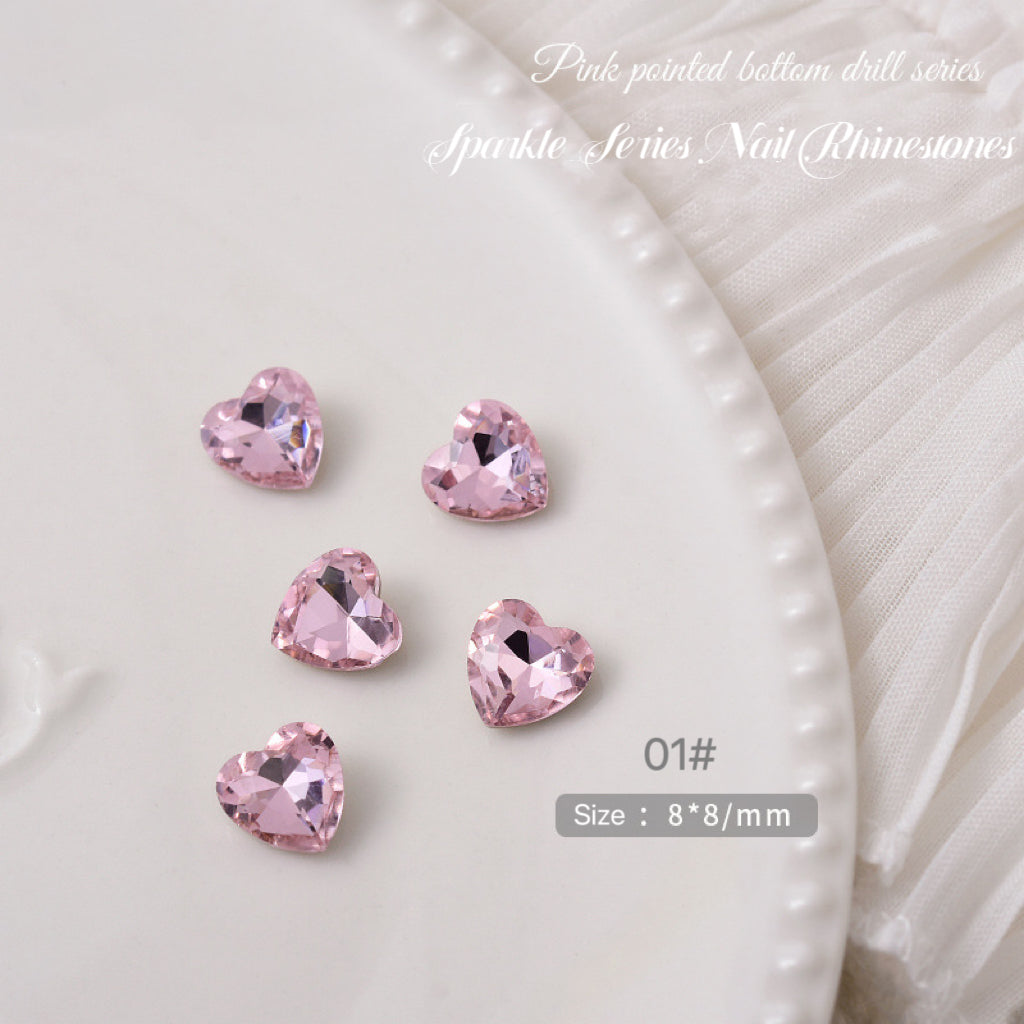 2pcs Sparkle Pink Series Nail Rhinestones