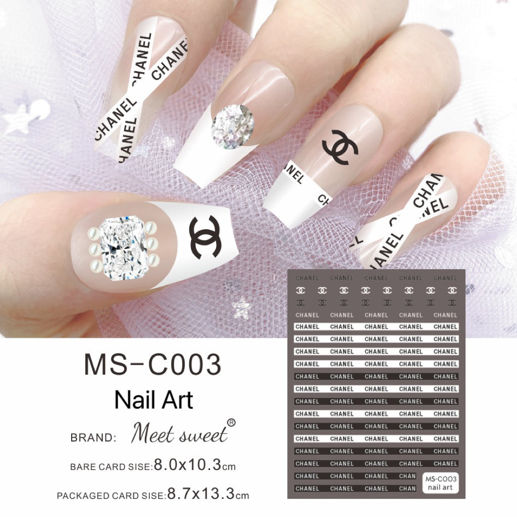 Black White Nail Designer Sticker Nail Art Decoration