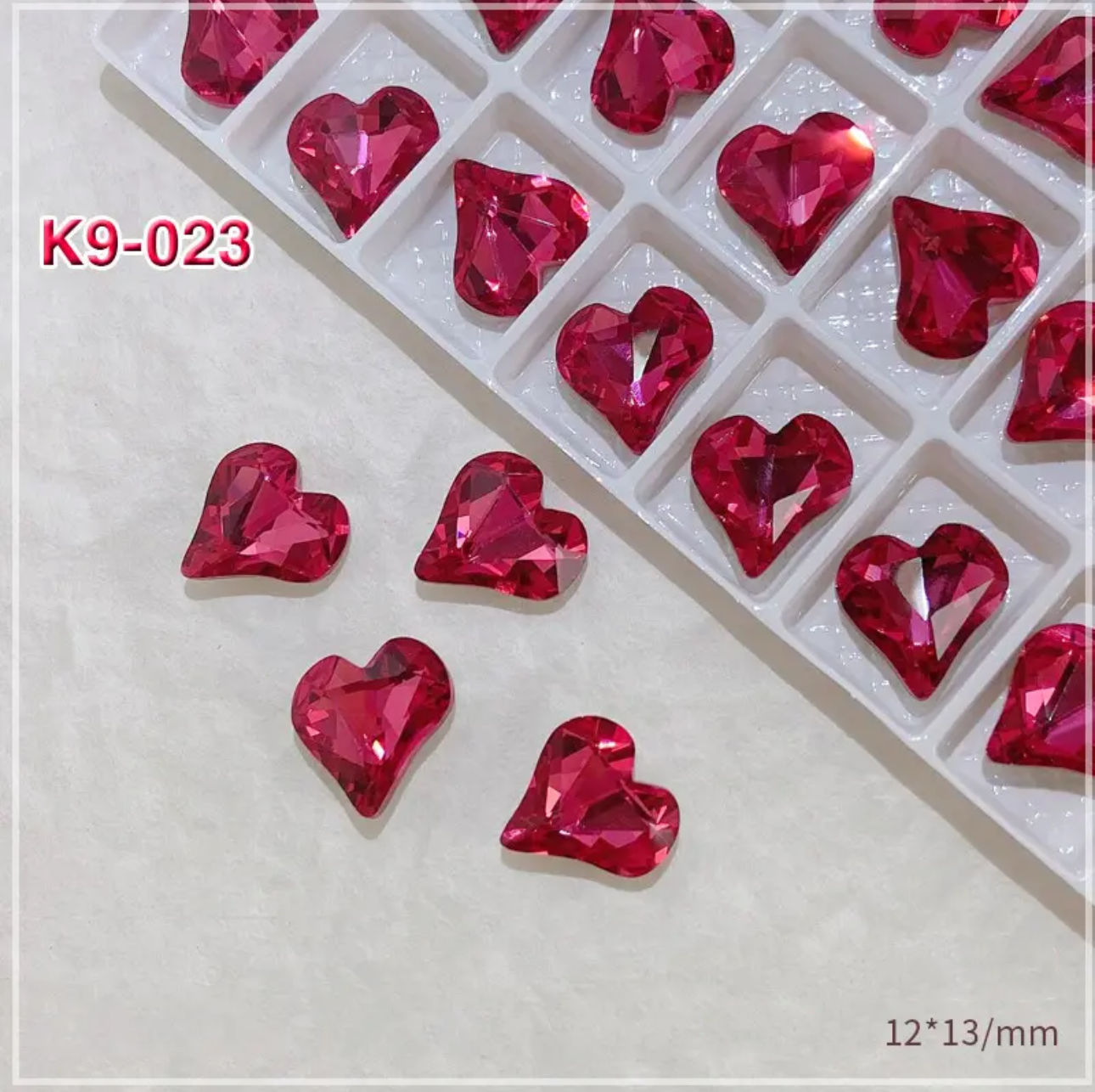 2pcs Rose Red K9 Crystal Drill Nail Art Decoration