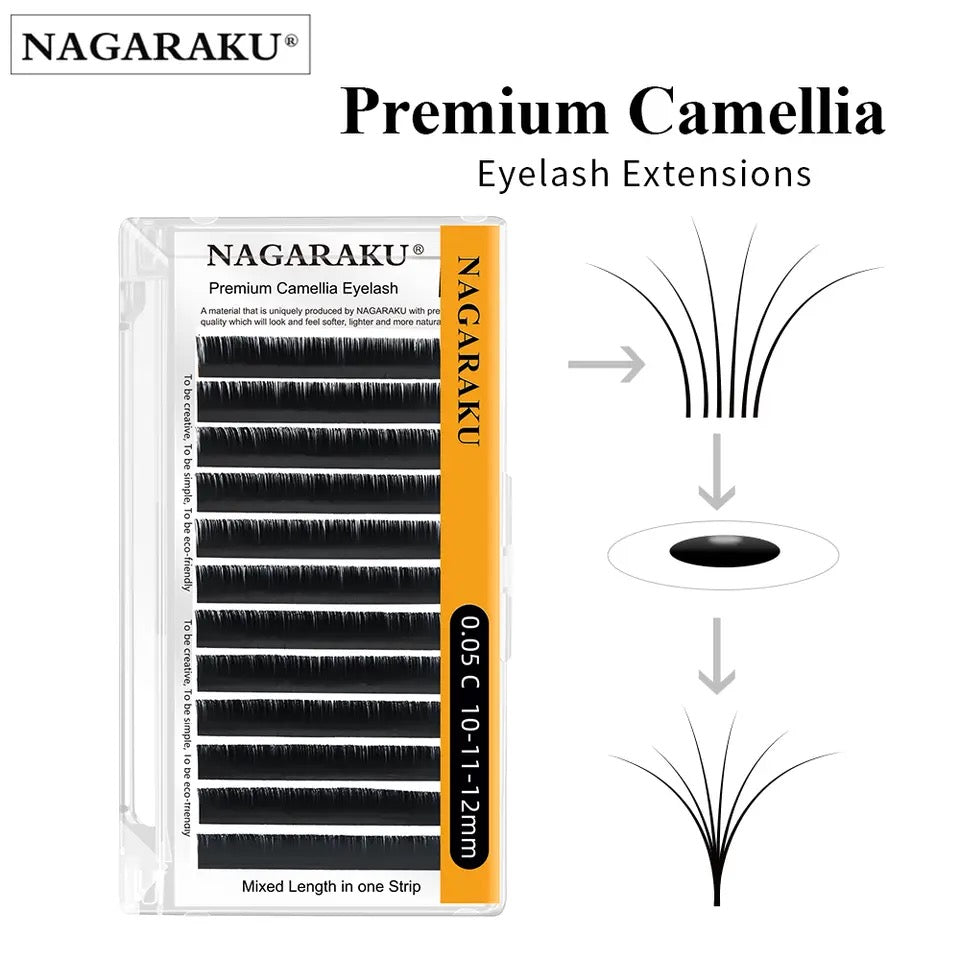 NAGARAKU 0.05mm C/D Curl Mix Camellia Volume Eyelash Extension Mixed