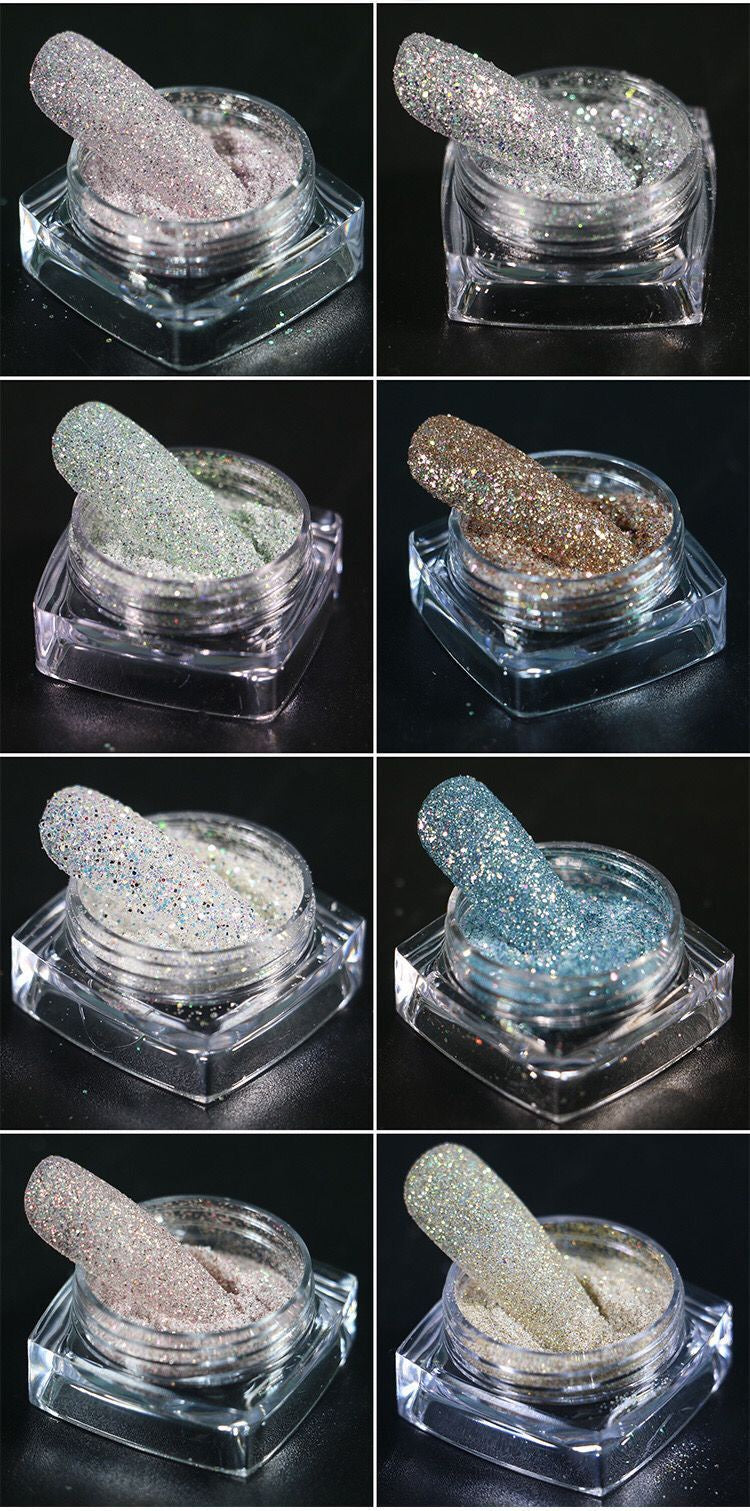 8 Colors Nail Crystal Diamond Powder Rainbow Color Glitter