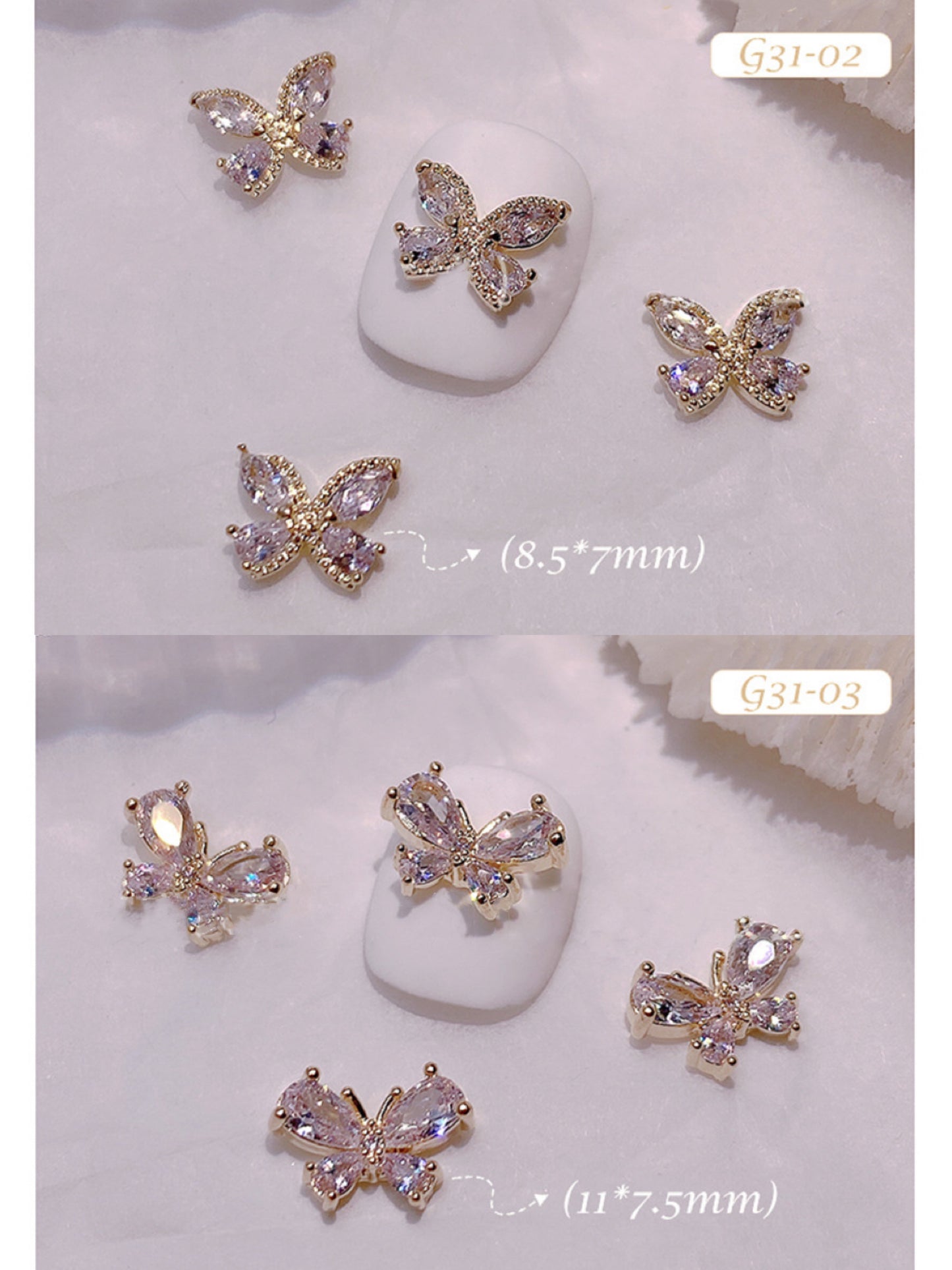 3D Butterfly Alloy Nail Art Zircon 1 Pcs