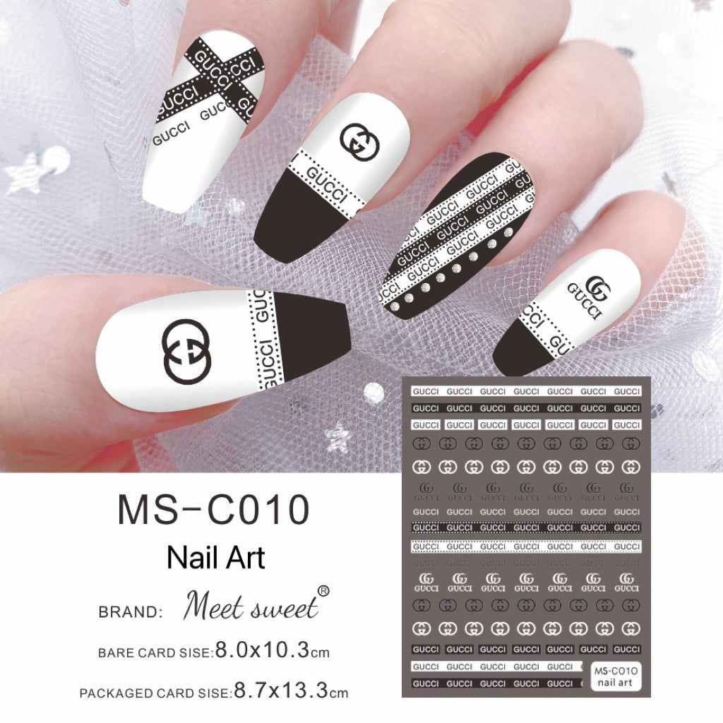 Black White Nail Designer Sticker Nail Art Decoration