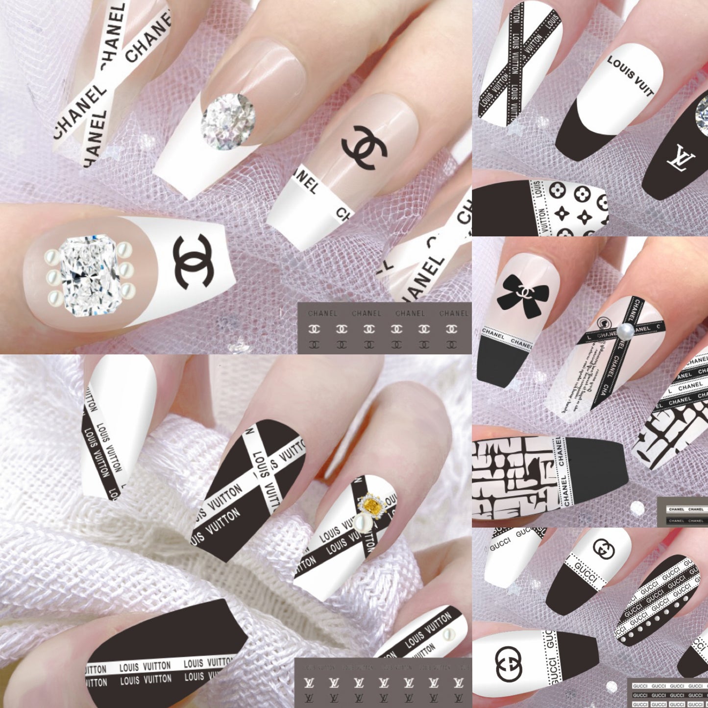 Black White Nail Designer Sticker Nail Art Decoration