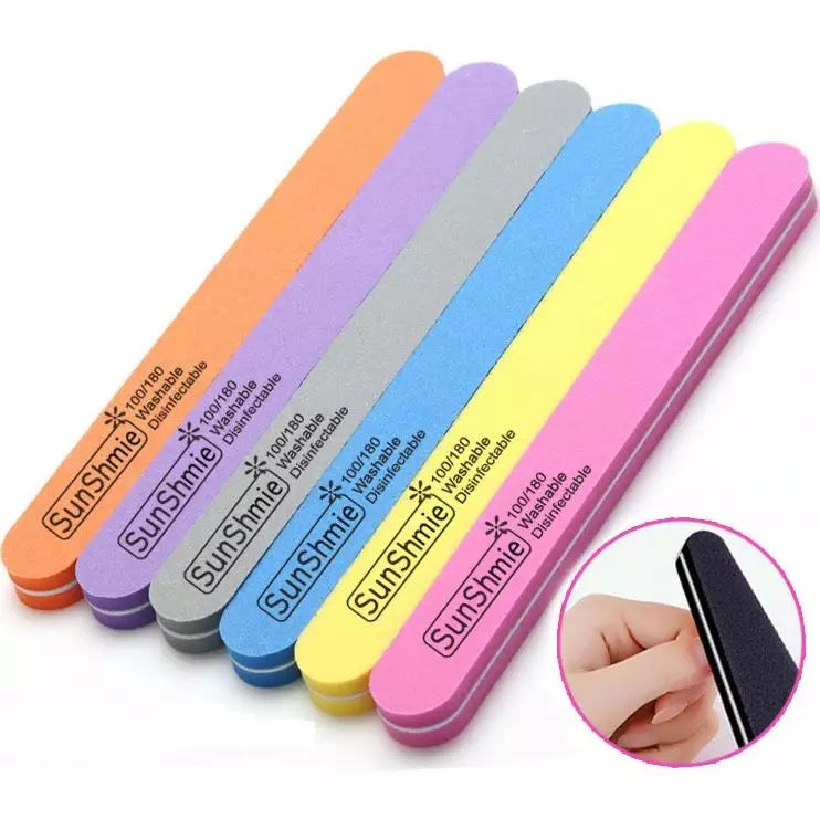 【Buy 2 Get 1 Free】1 Pcs 100/180 Washable Nail Art Sanding Buffing(random color)