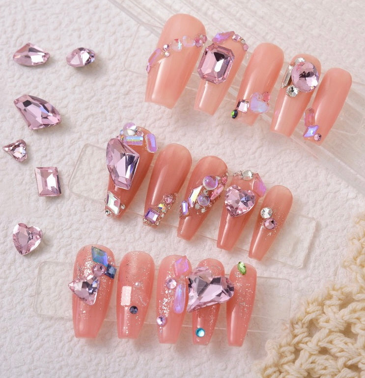 2pcs Sparkle Pink Series Nail Rhinestones