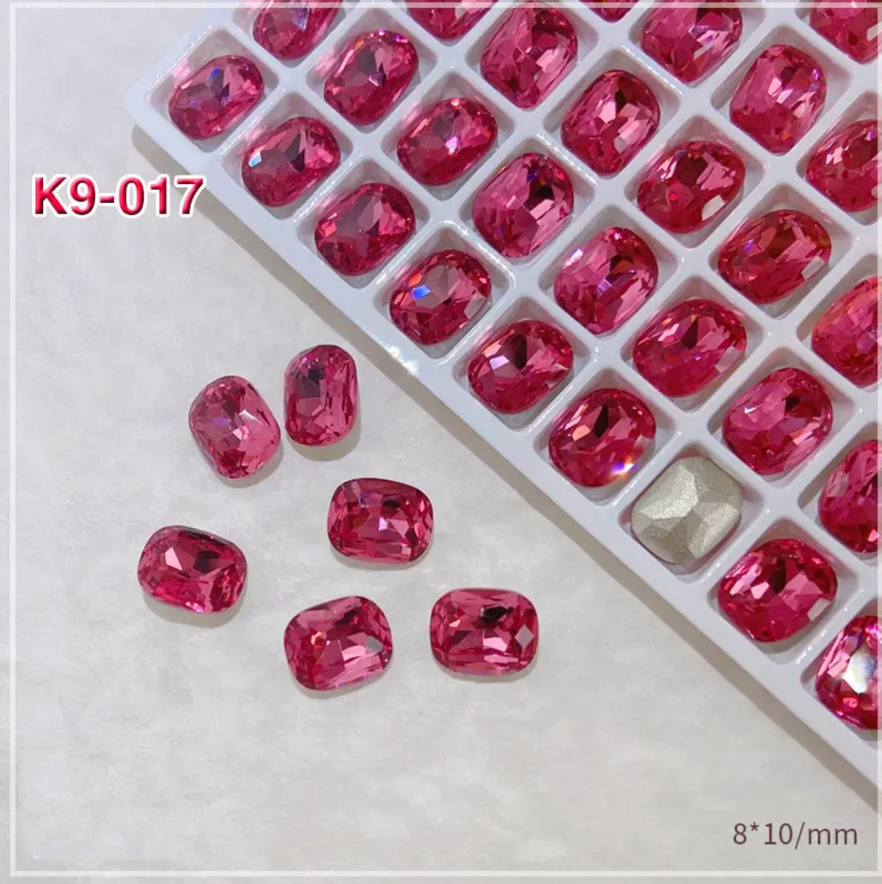 2pcs Rose Red K9 Crystal Drill Nail Art Decoration