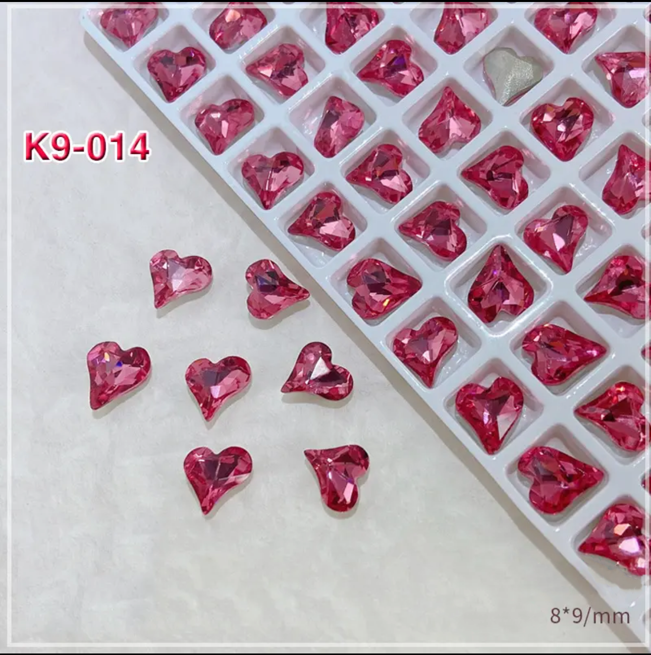 2pcs Rose Red K9 Crystal Drill Nail Art Decoration