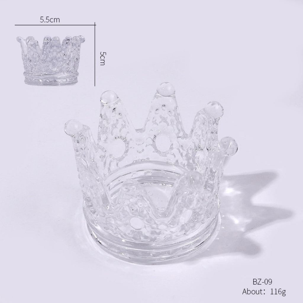 1PC Glass Clear Nail Dish Crown Nail Art Tool Holder