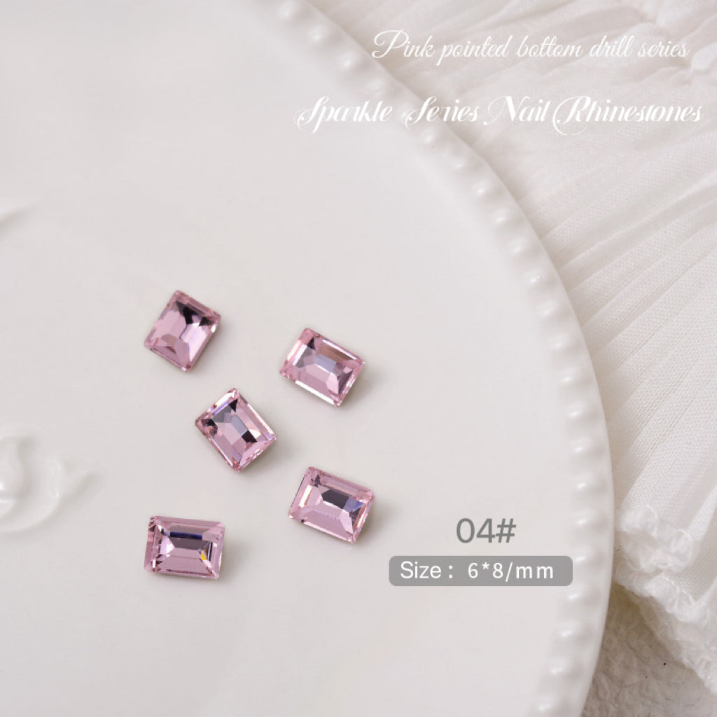 2pcs Sparkle Pink Series Nail Rhinestones