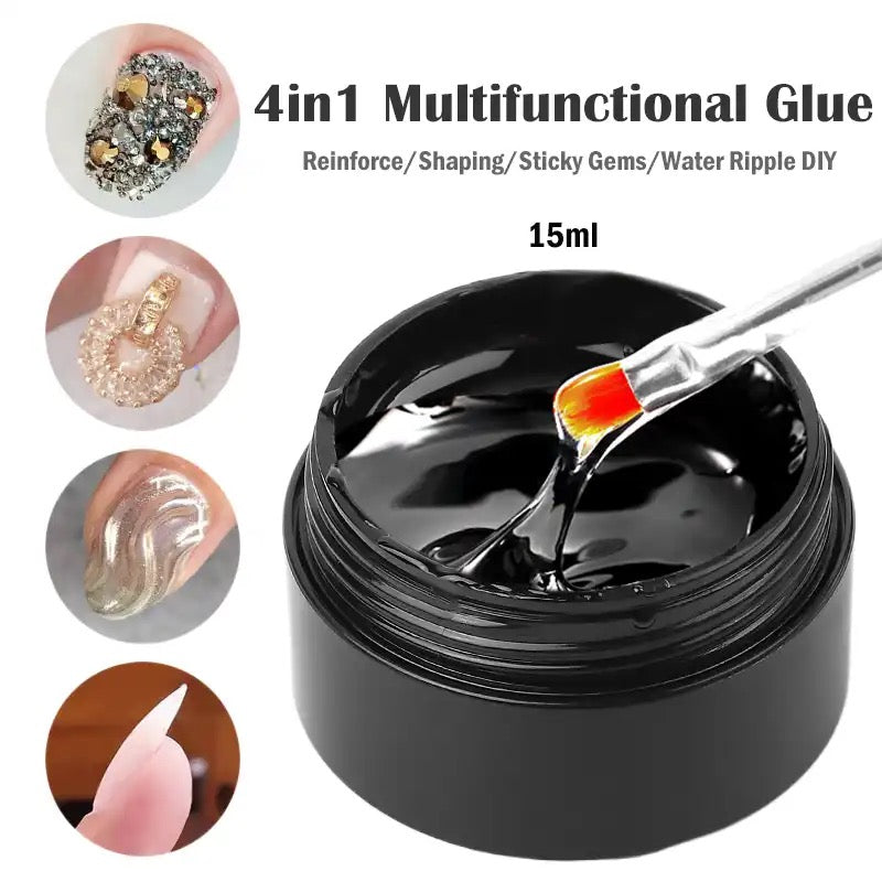 15ML 4in1 Multifunctional Glue Hard Top Coat No Wash Diamonds Sticky Glue