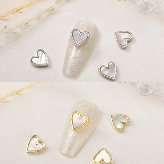 2Pcs 3D Shell Heart Nail Art Rhinestone