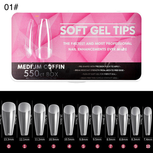 550Pcs/Box Soft Gel Tips Medium Coffin 01#