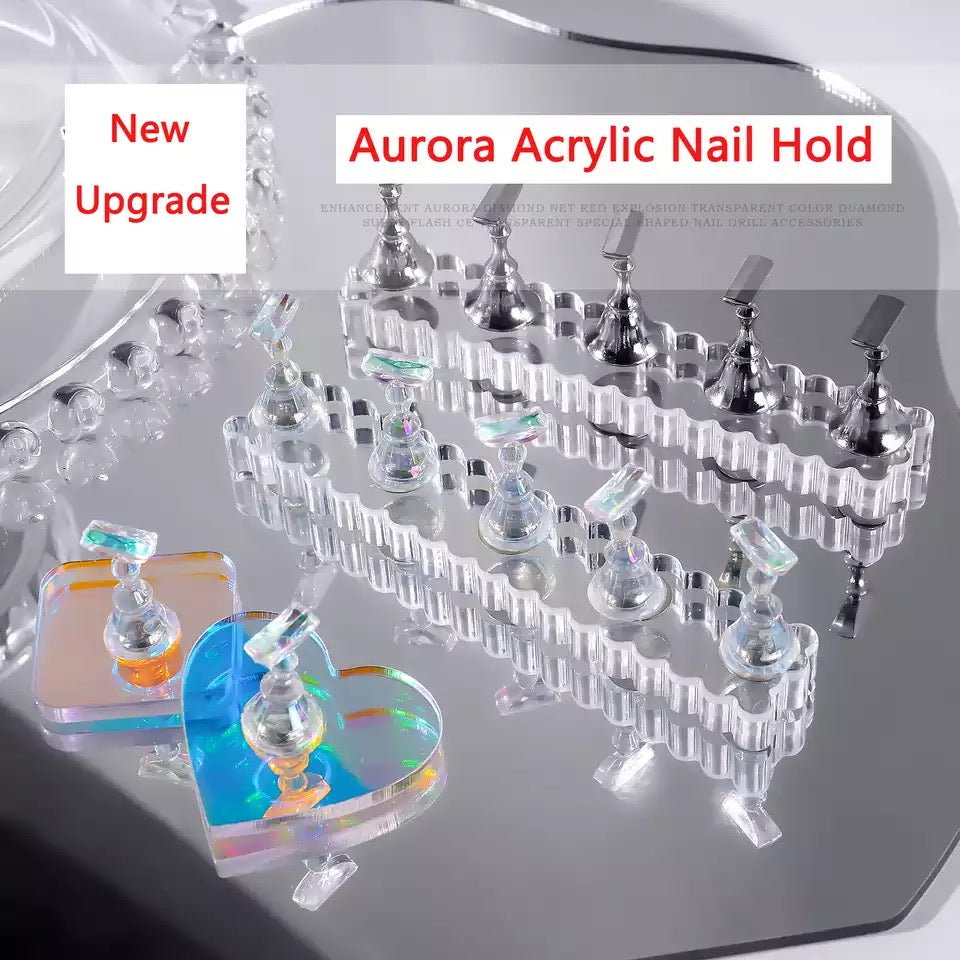 5Pcs Magnetic False Nail Tips Display Aurora Nail Holder