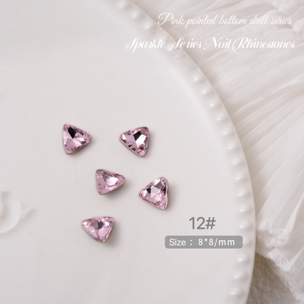 2pcs Sparkle Pink Series Nail Rhinestones